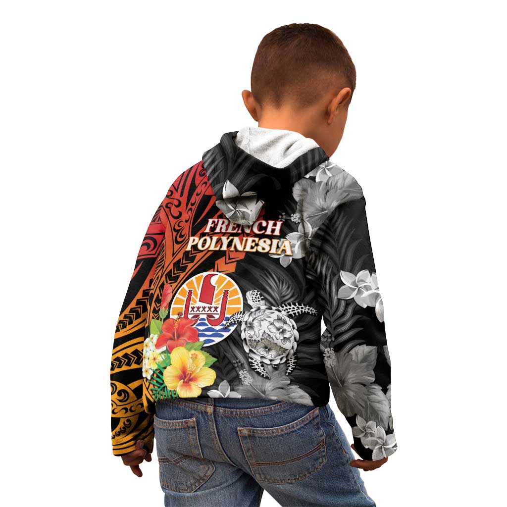 French Polynesia Bastille Day Kid Hoodie Tropical Turtle Hibiscus Polynesian Pattern LT05 - Polynesian Pride