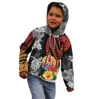 French Polynesia Bastille Day Kid Hoodie Tropical Turtle Hibiscus Polynesian Pattern LT05 - Polynesian Pride