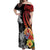 French Polynesia Bastille Day Off Shoulder Maxi Dress Tropical Turtle Hibiscus Polynesian Pattern