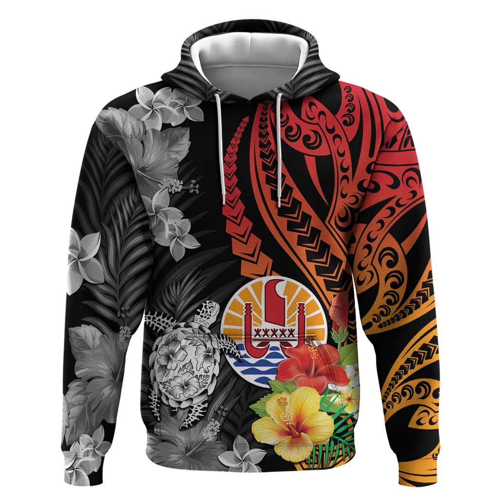 French Polynesia Bastille Day Zip Hoodie Tropical Turtle Hibiscus Polynesian Pattern LT05 Pullover Hoodie Black - Polynesian Pride