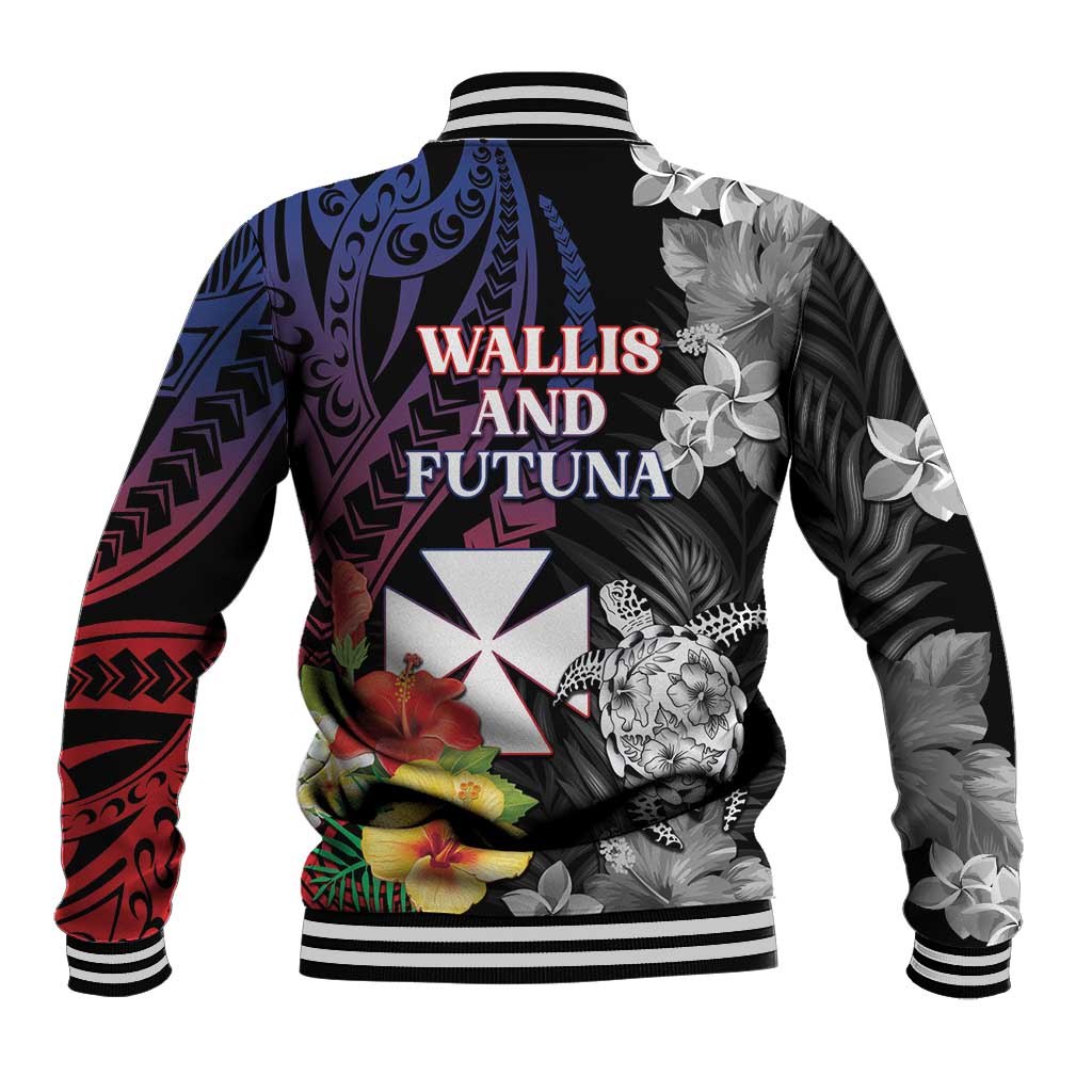 Wallis and Futuna Bastille Day Baseball Jacket Tropical Turtle Hibiscus Polynesian Pattern LT05 - Polynesian Pride