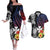 Wallis and Futuna Bastille Day Couples Matching Off The Shoulder Long Sleeve Dress and Hawaiian Shirt Tropical Turtle Hibiscus Polynesian Pattern