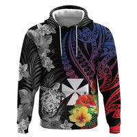 Wallis and Futuna Bastille Day Hoodie Tropical Turtle Hibiscus Polynesian Pattern LT05 Pullover Hoodie Black - Polynesian Pride