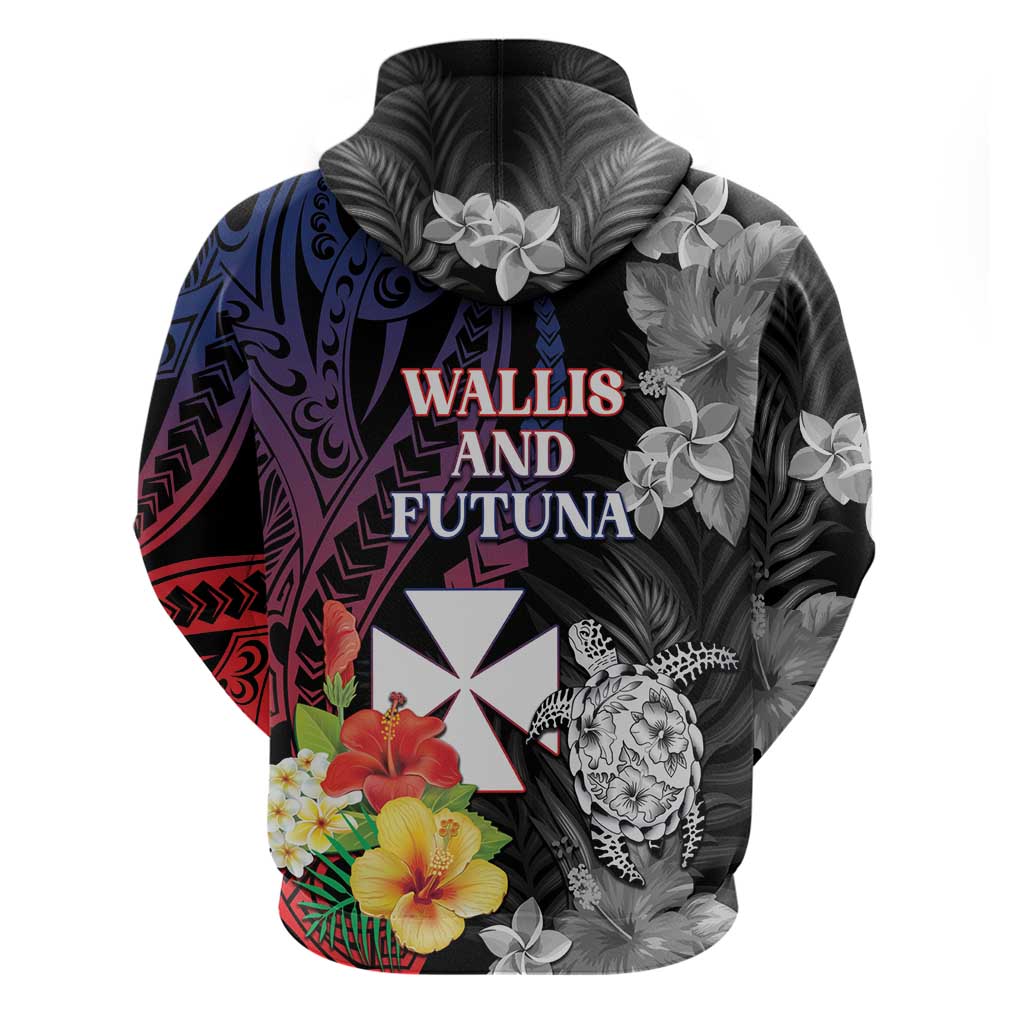 Wallis and Futuna Bastille Day Hoodie Tropical Turtle Hibiscus Polynesian Pattern LT05 - Polynesian Pride