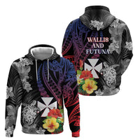 Wallis and Futuna Bastille Day Hoodie Tropical Turtle Hibiscus Polynesian Pattern LT05 - Polynesian Pride