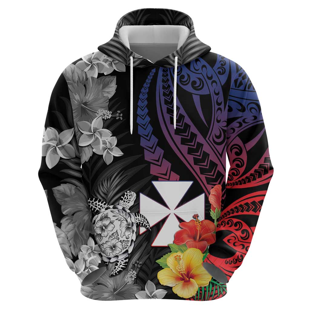 Wallis and Futuna Bastille Day Hoodie Tropical Turtle Hibiscus Polynesian Pattern LT05 - Polynesian Pride