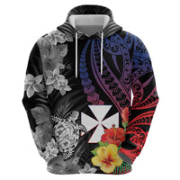 Wallis and Futuna Bastille Day Hoodie Tropical Turtle Hibiscus Polynesian Pattern LT05 - Polynesian Pride