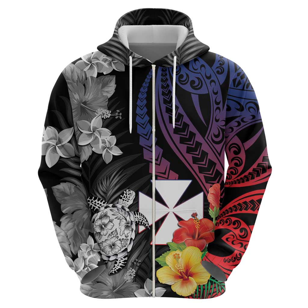 Wallis and Futuna Bastille Day Hoodie Tropical Turtle Hibiscus Polynesian Pattern LT05 - Polynesian Pride