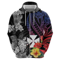 Wallis and Futuna Bastille Day Hoodie Tropical Turtle Hibiscus Polynesian Pattern LT05 - Polynesian Pride