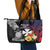 Wallis and Futuna Bastille Day Leather Tote Bag Tropical Turtle Hibiscus Polynesian Pattern