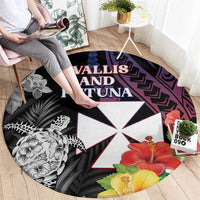 Wallis and Futuna Bastille Day Round Carpet Tropical Turtle Hibiscus Polynesian Pattern LT05 - Polynesian Pride