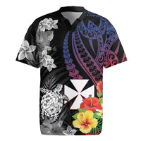 Wallis and Futuna Bastille Day Rugby Jersey Tropical Turtle Hibiscus Polynesian Pattern LT05 Black - Polynesian Pride