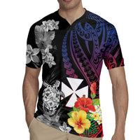 Wallis and Futuna Bastille Day Rugby Jersey Tropical Turtle Hibiscus Polynesian Pattern LT05 - Polynesian Pride