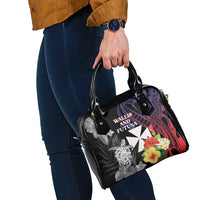 Wallis and Futuna Bastille Day Shoulder Handbag Tropical Turtle Hibiscus Polynesian Pattern LT05 - Polynesian Pride