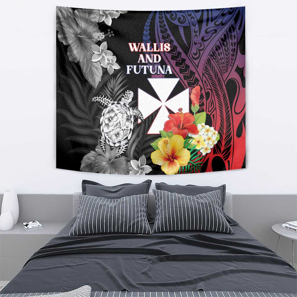 Wallis and Futuna Bastille Day Tapestry Tropical Turtle Hibiscus Polynesian Pattern LT05 - Polynesian Pride