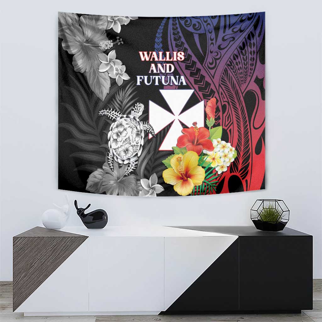 Wallis and Futuna Bastille Day Tapestry Tropical Turtle Hibiscus Polynesian Pattern LT05 - Polynesian Pride