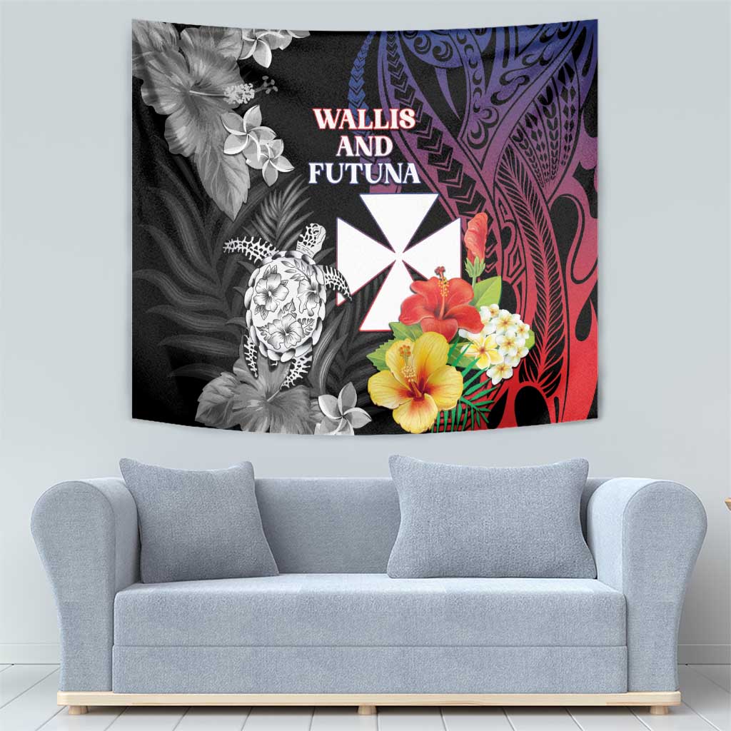 Wallis and Futuna Bastille Day Tapestry Tropical Turtle Hibiscus Polynesian Pattern LT05 - Polynesian Pride