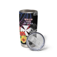 Personalised Wallis and Futuna Bastille Day Tumbler Cup Tropical Turtle Hibiscus Polynesian Pattern LT05 - Polynesian Pride