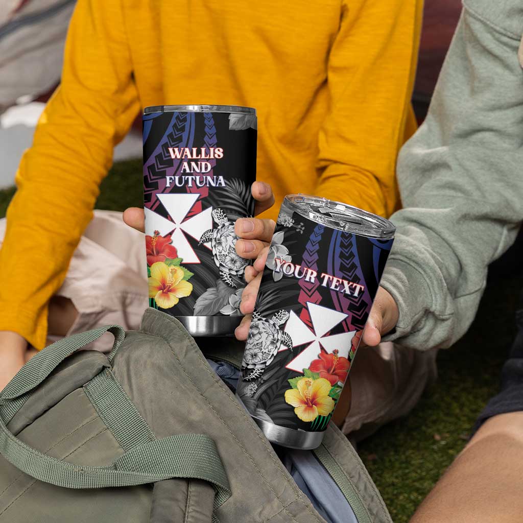 Personalised Wallis and Futuna Bastille Day Tumbler Cup Tropical Turtle Hibiscus Polynesian Pattern LT05 - Polynesian Pride