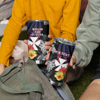 Personalised Wallis and Futuna Bastille Day Tumbler Cup Tropical Turtle Hibiscus Polynesian Pattern LT05 - Polynesian Pride