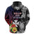 Wallis and Futuna Bastille Day Zip Hoodie Tropical Turtle Hibiscus Polynesian Pattern