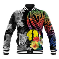 New Caledonia Bastille Day Baseball Jacket Tropical Turtle Hibiscus Polynesian Pattern LT05 Unisex Black - Polynesian Pride