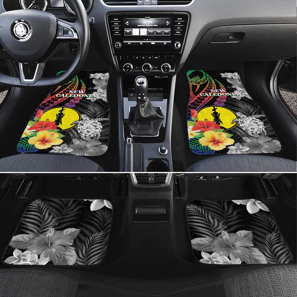 New Caledonia Bastille Day Car Mats Tropical Turtle Hibiscus Polynesian Pattern