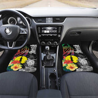 New Caledonia Bastille Day Car Mats Tropical Turtle Hibiscus Polynesian Pattern LT05 Set 2pcs - Front Black - Polynesian Pride