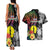 New Caledonia Bastille Day Couples Matching Tank Maxi Dress and Hawaiian Shirt Tropical Turtle Hibiscus Polynesian Pattern