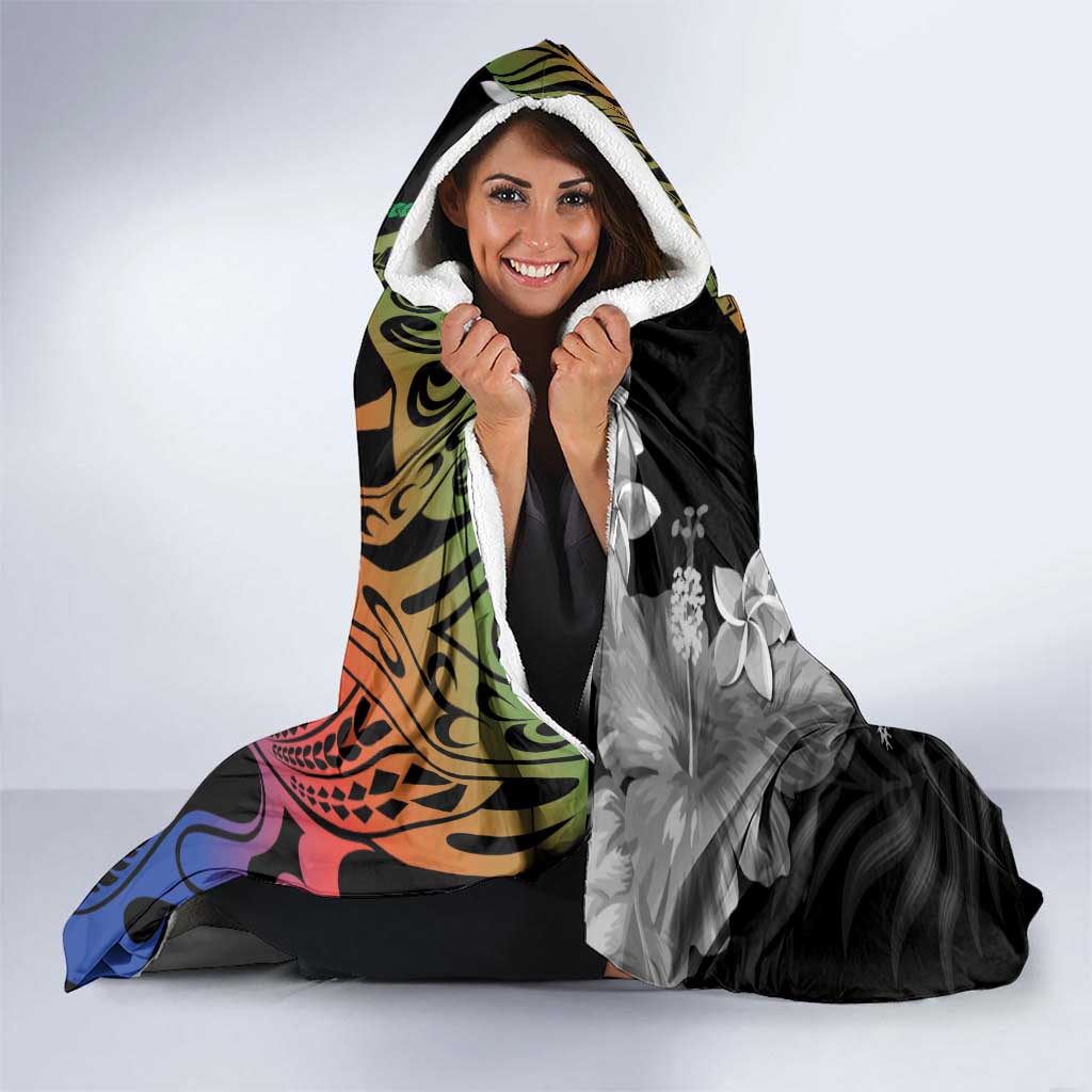New Caledonia Bastille Day Hooded Blanket Tropical Turtle Hibiscus Polynesian Pattern LT05 - Polynesian Pride
