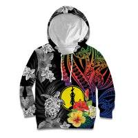 New Caledonia Bastille Day Kid Hoodie Tropical Turtle Hibiscus Polynesian Pattern LT05 Hoodie Black - Polynesian Pride