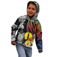 New Caledonia Bastille Day Kid Hoodie Tropical Turtle Hibiscus Polynesian Pattern LT05 - Polynesian Pride