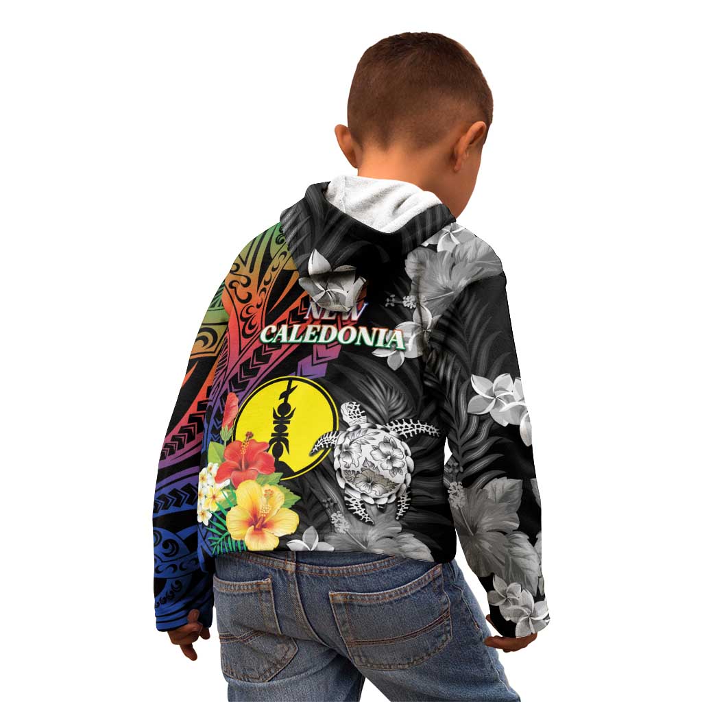 New Caledonia Bastille Day Kid Hoodie Tropical Turtle Hibiscus Polynesian Pattern LT05 - Polynesian Pride