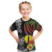New Caledonia Bastille Day Kid T Shirt Tropical Turtle Hibiscus Polynesian Pattern LT05 Black - Polynesian Pride