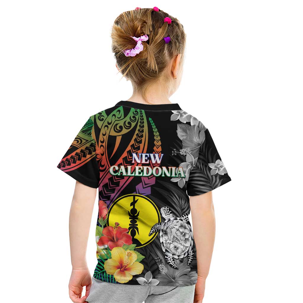 New Caledonia Bastille Day Kid T Shirt Tropical Turtle Hibiscus Polynesian Pattern LT05 - Polynesian Pride