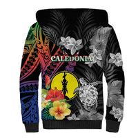New Caledonia Bastille Day Sherpa Hoodie Tropical Turtle Hibiscus Polynesian Pattern LT05 - Polynesian Pride