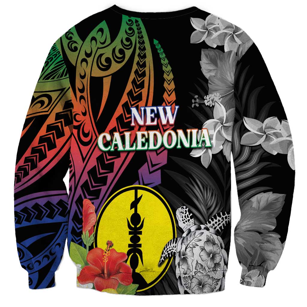 New Caledonia Bastille Day Sweatshirt Tropical Turtle Hibiscus Polynesian Pattern LT05 - Polynesian Pride