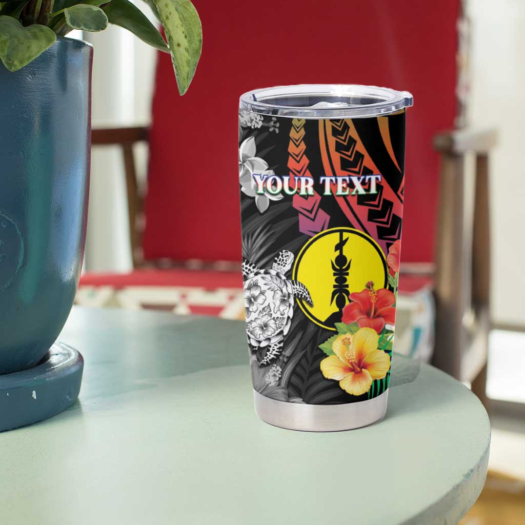 Personalised New Caledonia Bastille Day Tumbler Cup Tropical Turtle Hibiscus Polynesian Pattern LT05 - Polynesian Pride