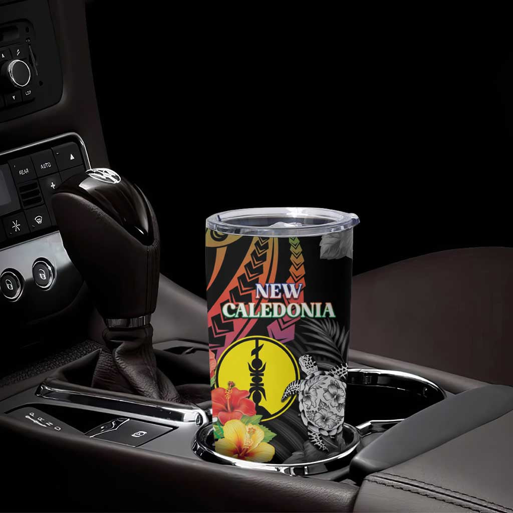 Personalised New Caledonia Bastille Day Tumbler Cup Tropical Turtle Hibiscus Polynesian Pattern LT05 - Polynesian Pride