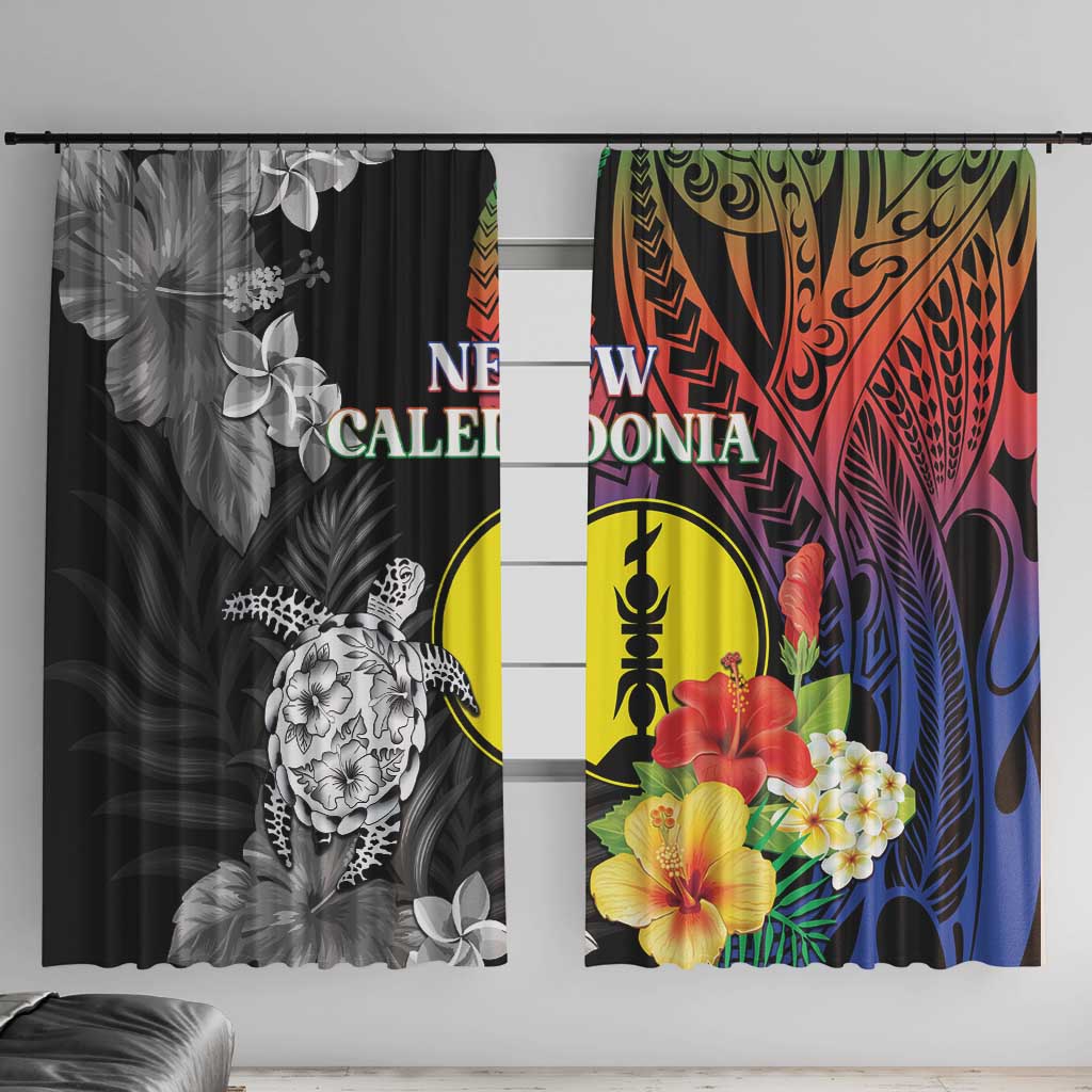 New Caledonia Bastille Day Window Curtain Tropical Turtle Hibiscus Polynesian Pattern