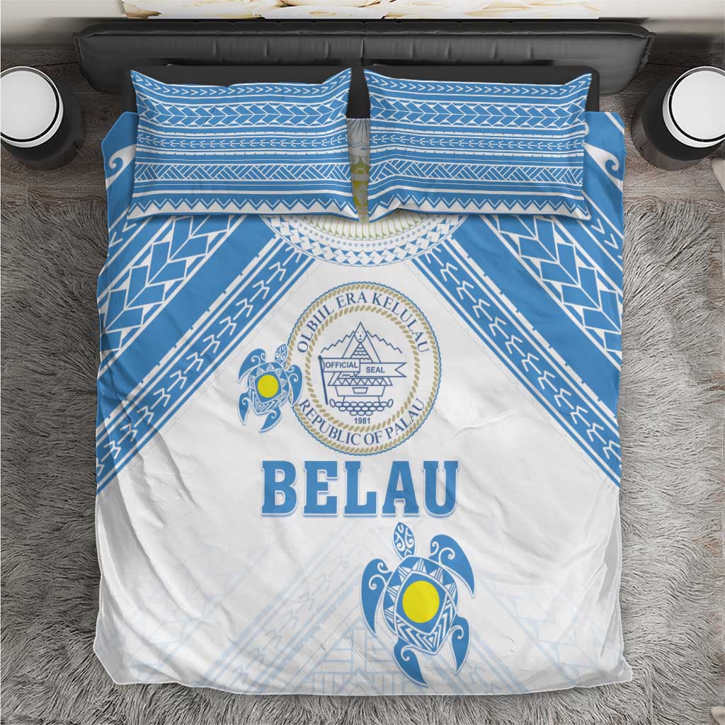 Palau Constitution Day Bedding Set Polynesian Turtle LT05 Blue - Polynesian Pride