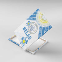 Palau Constitution Day Canvas Wall Art Polynesian Turtle LT05 With Frame Blue - Polynesian Pride