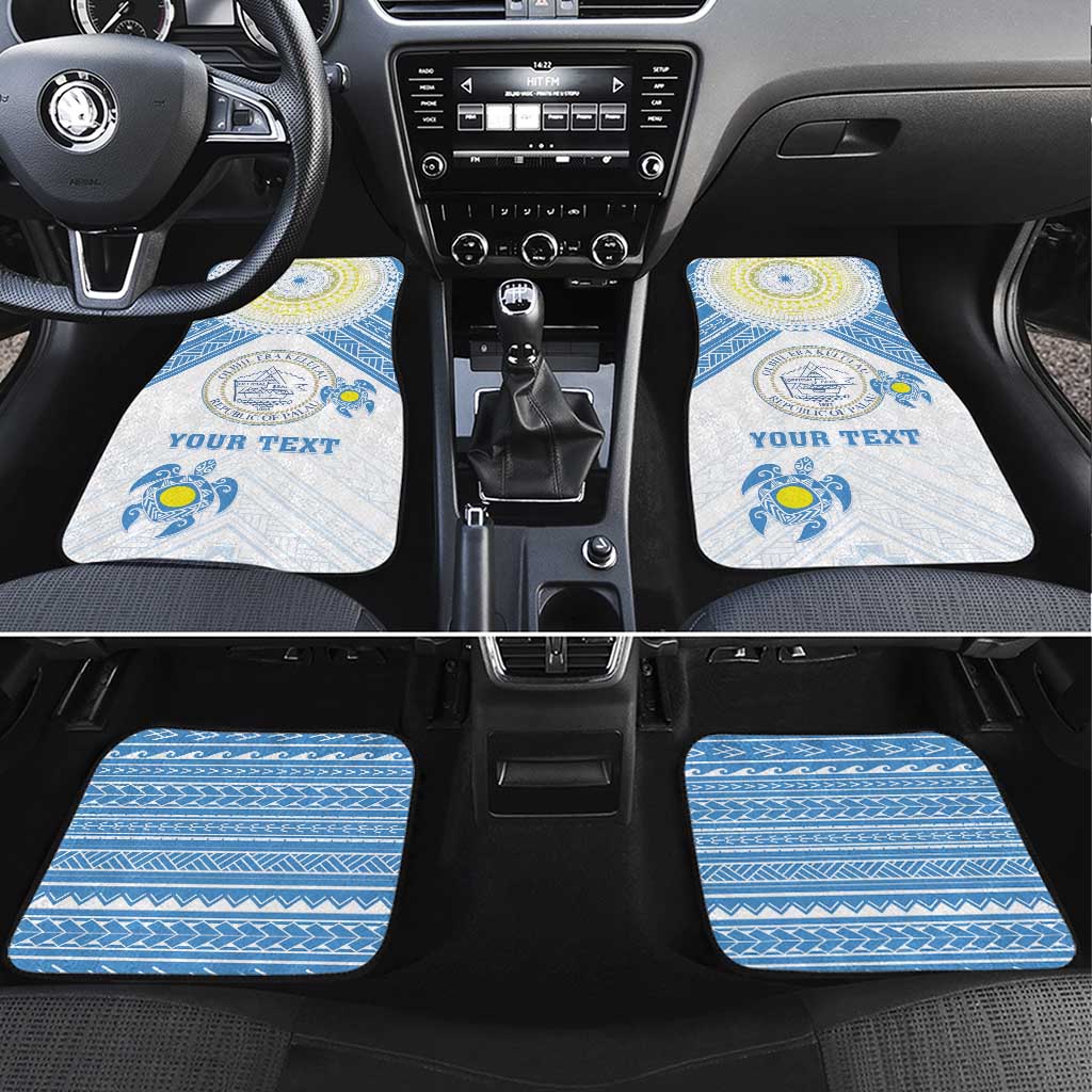 Palau Constitution Day Car Mats Polynesian Turtle LT05 Set 4pcs Blue - Polynesian Pride