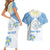 Personalised Palau Constitution Day Couples Matching Short Sleeve Bodycon Dress and Hawaiian Shirt Polynesian Turtle