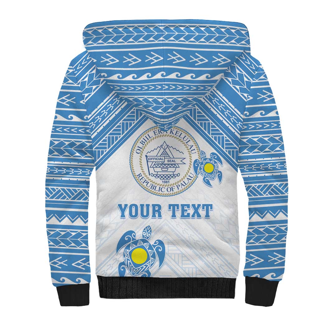 Personalised Palau Constitution Day Sherpa Hoodie Polynesian Turtle LT05 - Polynesian Pride