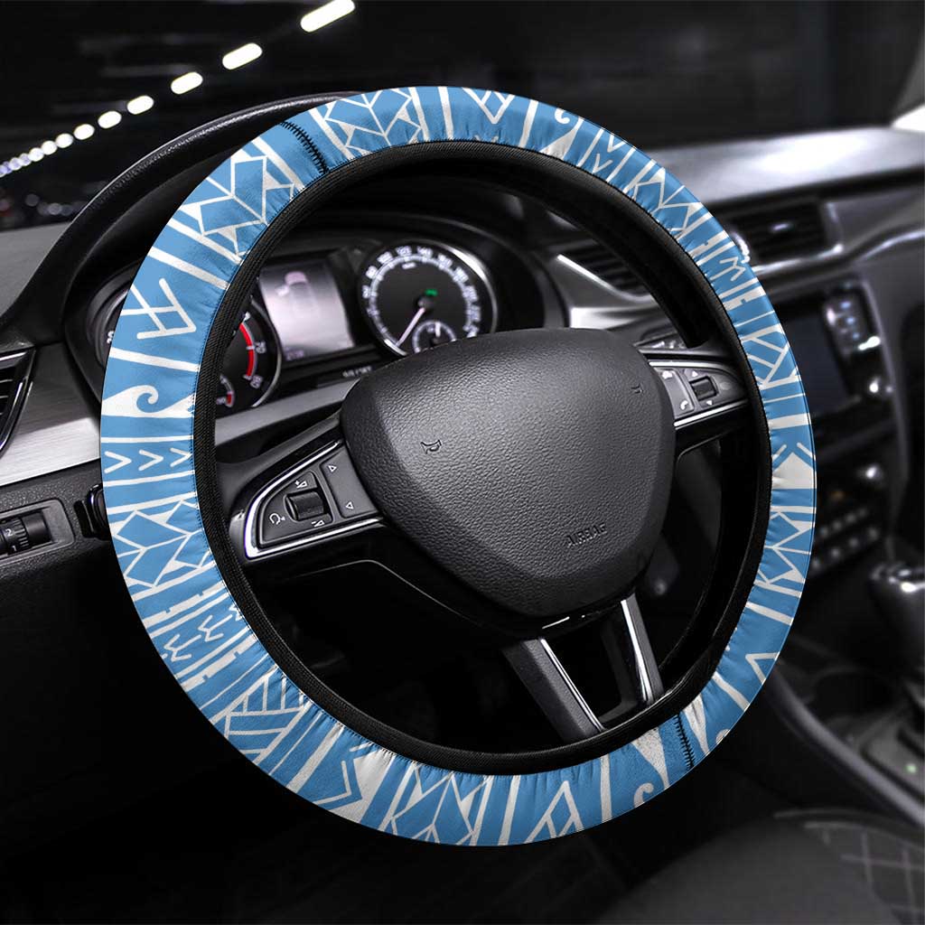 Palau Constitution Day Steering Wheel Cover Polynesian Turtle LT05 Universal Fit Blue - Polynesian Pride