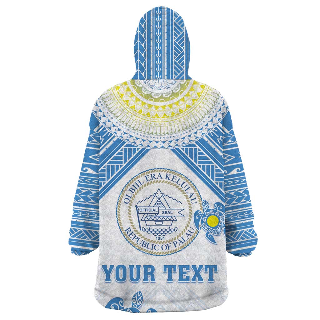 Personalised Palau Constitution Day Wearable Blanket Hoodie Polynesian Turtle LT05 - Polynesian Pride