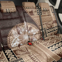 Samoa Siapo Elegant Back Car Seat Cover Hibiscus Chocolate Brown Motifs LT05 - Polynesian Pride