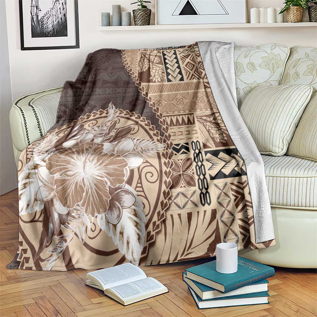Samoa Siapo Elegant Blanket Hibiscus Chocolate Brown Motifs LT05 Brown - Polynesian Pride