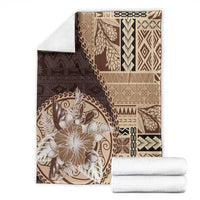 Samoa Siapo Elegant Blanket Hibiscus Chocolate Brown Motifs LT05 - Polynesian Pride